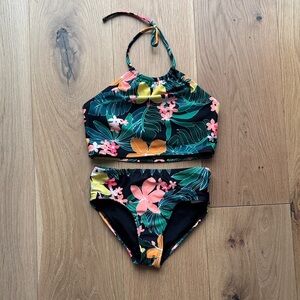 H&M Tropical Bloom Bikini Set - Black, Pink, Orange, Green